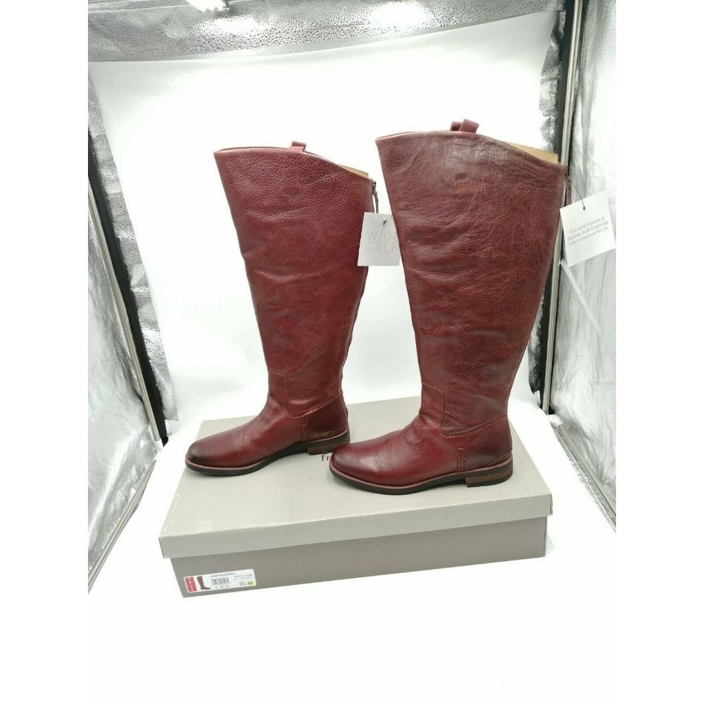 Franco Sarto Meyer High Shaft Leather Boots Bordeaux Red Women’s 8.5M